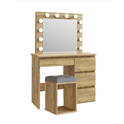 Zestaw toaletka podświetlana z taboretem dąb craft G9-L44 ze sklepu Edinos.pl w kategorii Dom - zdjęcie 178403831