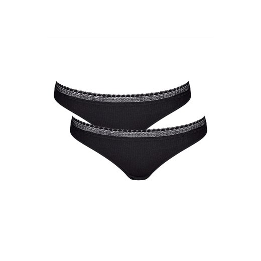 Sloggi figi brazylijskie czarne 2-pack GO Ribbed R 10217717, Kolor czarny, Rozmiar S, Sloggi ze sklepu Intymna w kategorii Majtki damskie - zdjęcie 178403961