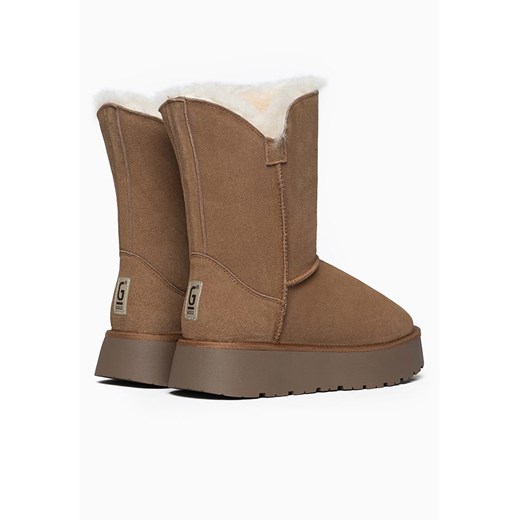 Gooce Skórzane kozaki zimowe &quot;Breezy&quot; w kolorze jasnobrązowym Gooce 40 okazja Limango Polska