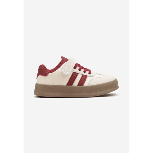 Beżowo-Czerwone Buty Sportowe Sneakersy Tenisówki ze Skórzaną Wkładką i Paskami Felresil ze sklepu born2be.pl w kategorii Trampki dziecięce - zdjęcie 178410813