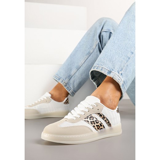 Beżowo-Panterkowe Sneakersy Typu Kultowe Tenisówki na Półtransparentnej Podeszwie Ulinera ze sklepu born2be.pl w kategorii Buty sportowe damskie - zdjęcie 178413352
