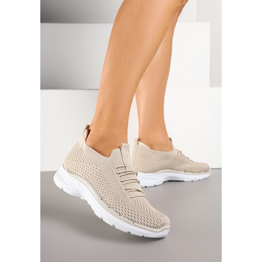 Beżowe Buty Sportowe Sneakersy z Elastyczną Cholewką Tataliona ze sklepu born2be.pl w kategorii Buty sportowe damskie - zdjęcie 178413592