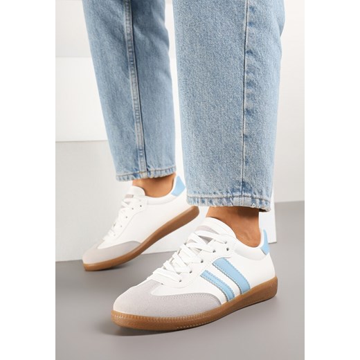 Biało-Niebieskie Sneakersy w Typie Tenisówek Sportowych z Paskami na Boku Tenilsa ze sklepu born2be.pl w kategorii Buty sportowe damskie - zdjęcie 178414031