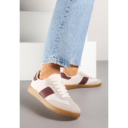 Biało-Bordowe Sneakersy Retro w Stylu Klasycznych Tenisówek Tanonea ze sklepu born2be.pl w kategorii Buty sportowe damskie - zdjęcie 178416534