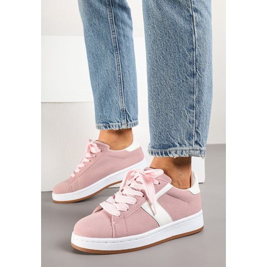 Różowe Sneakersy Ozdobione Paskiem Zrulla ze sklepu born2be.pl w kategorii Buty sportowe damskie - zdjęcie 178416792