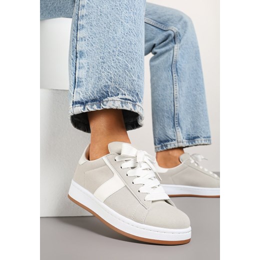 Szare Sneakersy Ozdobione Paskiem Zrulla ze sklepu born2be.pl w kategorii Buty sportowe damskie - zdjęcie 178416810