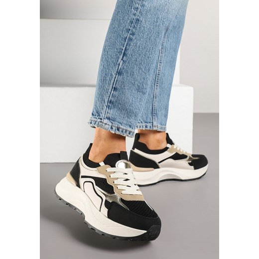 Czarne Sneakersy w Streetwearowym Stylu na Grubej Podeszwie Zelluria ze sklepu born2be.pl w kategorii Buty sportowe damskie - zdjęcie 178416822