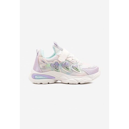 Fioletowe Buty Sportowe Sneakersy Ozdobione Sercami i Tłoczeniem Setolira ze sklepu born2be.pl w kategorii Buty sportowe dziecięce - zdjęcie 178417082