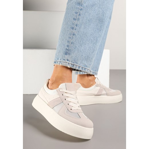 Beżowe Sneakersy w Stylu Tenisówek na Platformie Nanirea ze sklepu born2be.pl w kategorii Buty sportowe damskie - zdjęcie 178418163