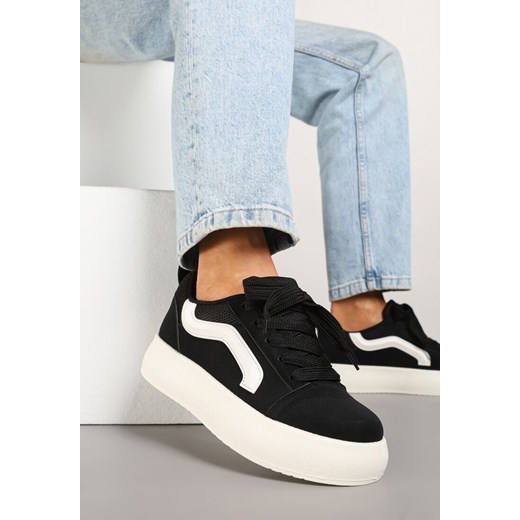 Czarne Sneakersy w Stylu Klasycznych Tenisówek na Platformie Nurimea ze sklepu born2be.pl w kategorii Buty sportowe damskie - zdjęcie 178418181