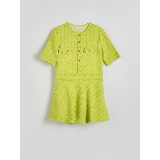 Reserved - Tweedowa sukienka mini - zielony Reserved M Reserved