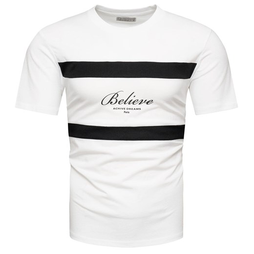 T-shirt męski z nadrukiem biały Recea ze sklepu Recea.pl w kategorii T-shirty męskie - zdjęcie 178419800
