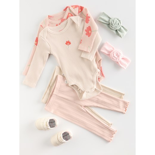 Reserved - Prążkowane body 2 pack - brudny róż Reserved 74 (6-9 m.) Reserved