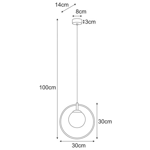Lampa wisząca ze złotą obręczą z bursztynowym kloszem - A667-Reya Lumes One Size Edinos.pl