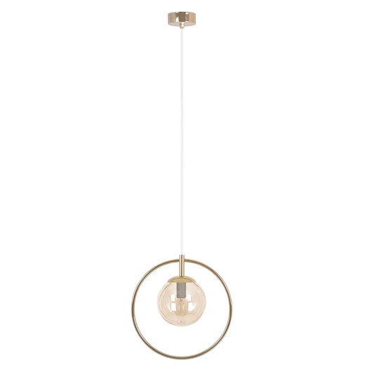 Lampa wisząca ze złotą obręczą z bursztynowym kloszem - A667-Reya Lumes One Size Edinos.pl