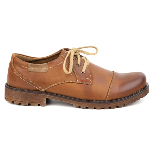 Buty męskie skórzane OLIVIER 312GT z przeszytym noskiem brązowe ze sklepu ButyModne.pl w kategorii Półbuty męskie - zdjęcie 178428353
