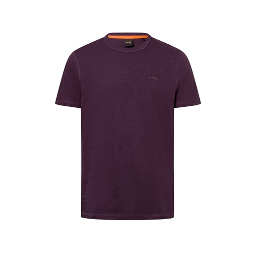 BOSS Orange Koszulka męska - Tegood Mężczyźni Bawełna bakłażanowy jednolity ze sklepu vangraaf w kategorii T-shirty męskie - zdjęcie 178429124