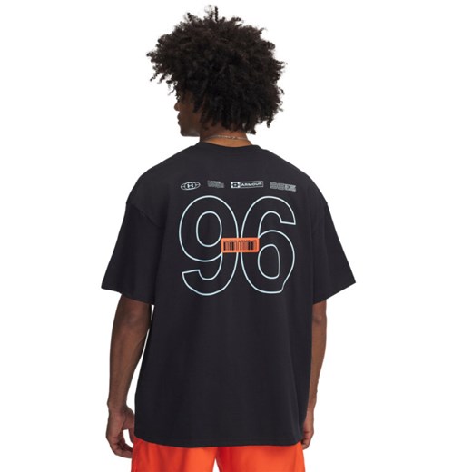 Męski t-shirt z nadrukiem Under Armour UA Heavyweight Hoops Mix Tape - czarny ze sklepu Sportstylestory.com w kategorii T-shirty męskie - zdjęcie 178430291