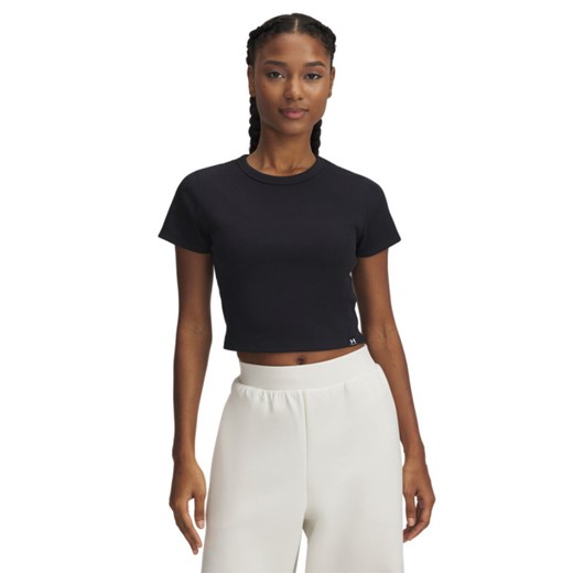Damski t-shirt crop top Under Armour UA Rival Rib Baby Tee - czarny ze sklepu Sportstylestory.com w kategorii Bluzki damskie - zdjęcie 178430294
