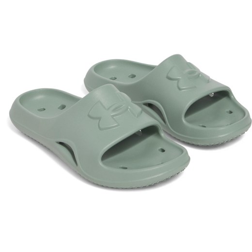 Damskie klapki Under Armour UA W Locker V SL - zielone ze sklepu Sportstylestory.com w kategorii Klapki damskie - zdjęcie 178430344