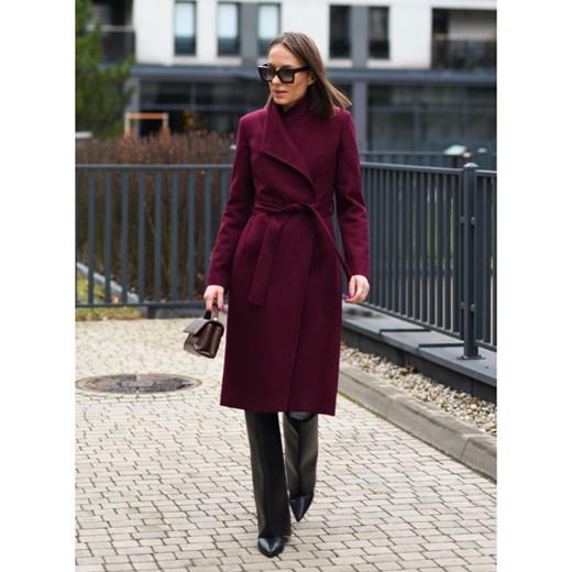 FORSETI Ocieplany płaszcz na magnes burgund P02002 P02002, Rozmiar: S ze sklepu forseti.net.pl w kategorii Płaszcze damskie - zdjęcie 178430684