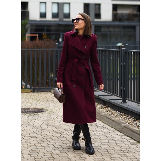 FORSETI Płaszcz dwurzędowy z ociepleniem burgund P02005 P02005, Rozmiar: XS ze sklepu forseti.net.pl w kategorii Płaszcze damskie - zdjęcie 178430703