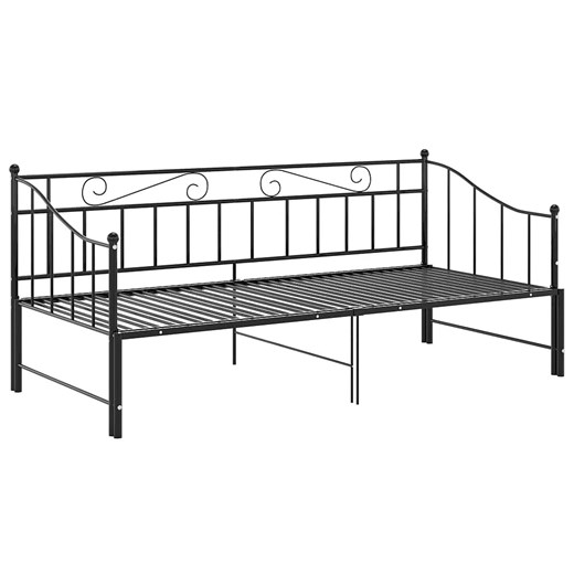 Czarne rozkładane łóżko metalowe 90x200 cm - Leoli ze sklepu Edinos.pl w kategorii Łóżka i materace - zdjęcie 178431762