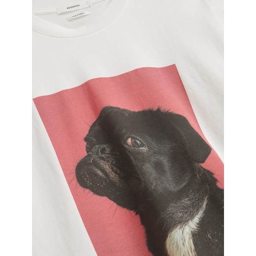 Reserved - T-shirt oversize z nadrukiem - biały Reserved L Reserved