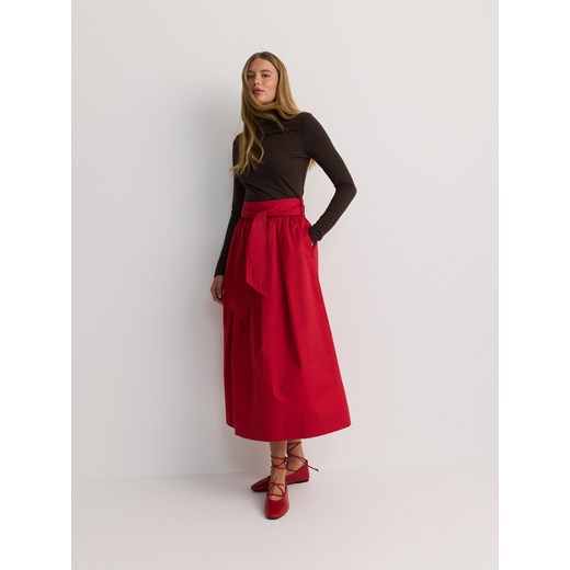 Reserved - Spódnica midi z wiązaniem - czerwony Reserved L Reserved