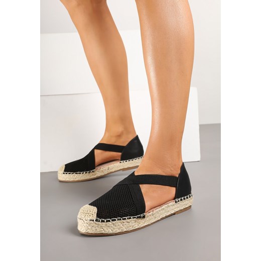 Czarne Espadryle Ozdobione Plecionką i Paskiem Morinia ze sklepu born2be.pl w kategorii Espadryle damskie - zdjęcie 178434301