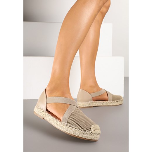 Ciemnobeżowe Espadryle Ozdobione Plecionką i Paskiem Morinia ze sklepu born2be.pl w kategorii Espadryle damskie - zdjęcie 178434313