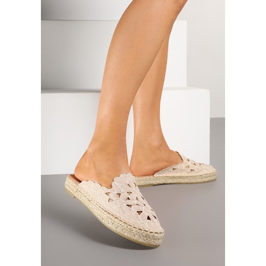 Beżowe espadryle damskie Born2be bez zapięcia casual 