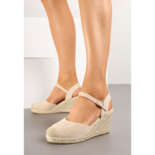 Espadryle damskie Born2be na koturnie eleganckie z tkaniny 