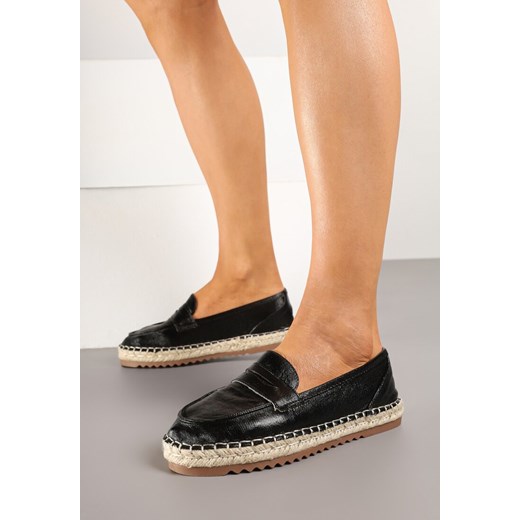 Czarne Espadryle z Ozdobnym Paskiem i Plecionką Terlivin ze sklepu born2be.pl w kategorii Espadryle damskie - zdjęcie 178436791