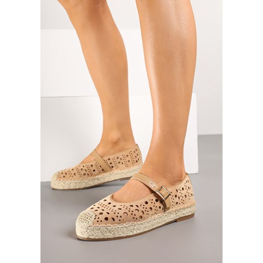 Brązowe Ażurowe Espadryle na Płaskiej Podeszwie z Plecionką Aravithra ze sklepu born2be.pl w kategorii Espadryle damskie - zdjęcie 178437163