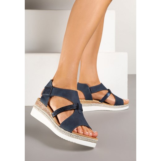 Espadryle damskie Born2be niebieskie na lato casual z klamrą