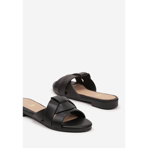 Czarne Klapki z Ozdobnymi Paskami Oliniris 29 promocyjna cena born2be.pl