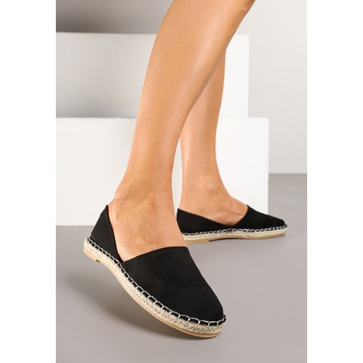 Czarne Espadryle z  Plecionką i Wyciętą Cholewką Prommea ze sklepu born2be.pl w kategorii Espadryle damskie - zdjęcie 178439224
