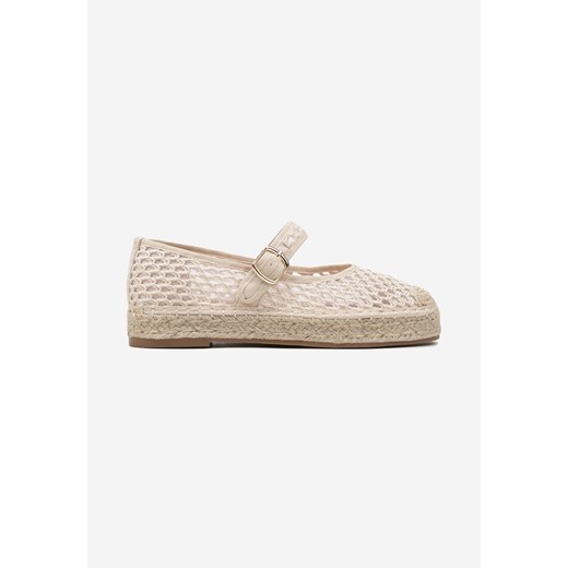 Beżowe Espadryle z Siateczki na Plecionej Podeszwie ze Sprzączką Feniffia 40 promocyjna cena born2be.pl