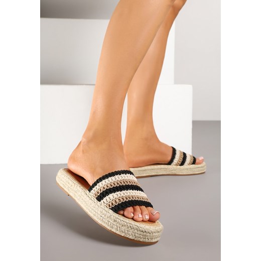 Espadryle damskie beżowe Born2be z klamrą casual