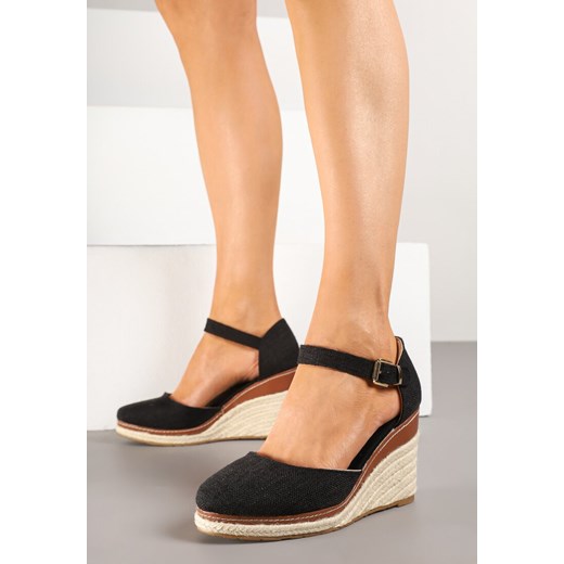 Czarne Sandały Espadryle na Plecionym Koturnie Alanilis ze sklepu born2be.pl w kategorii Espadryle damskie - zdjęcie 178442671