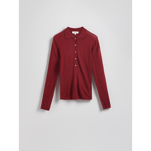 Reserved - Bluzka polo z lyocellu - intenstywna czerwień Reserved S Reserved