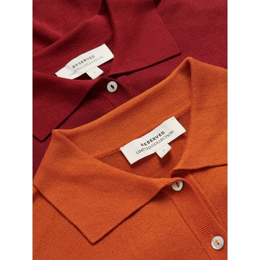 Reserved - Bluzka polo z lyocellu - intenstywna czerwień Reserved S Reserved
