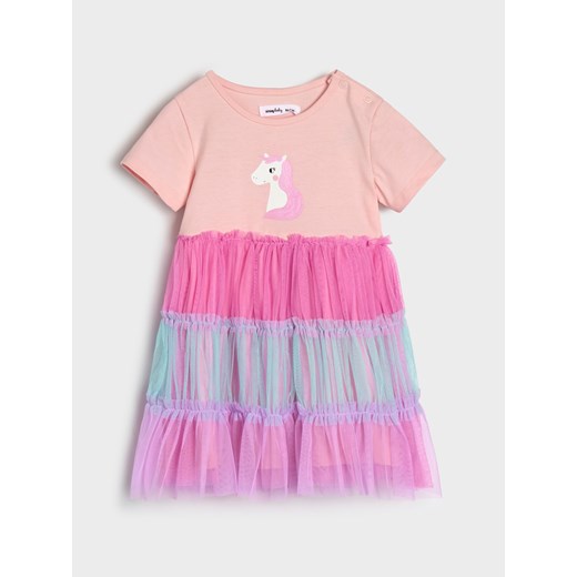 Sinsay - Sukienka z tęczowym tiulem - różowy Sinsay 92 Sinsay