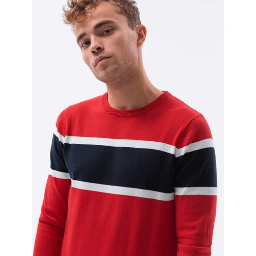 Sweter męski - czerwony V1 E190 ze sklepu ombre w kategorii Swetry męskie - zdjęcie 178446092