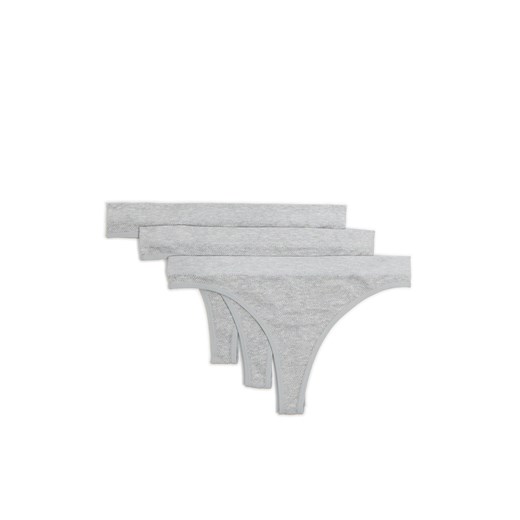 Cropp - 3 pack szarych majtek basic - jasny szary ze sklepu Cropp w kategorii Majtki damskie - zdjęcie 178446280