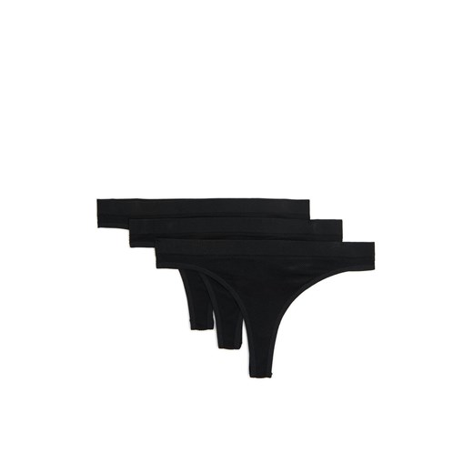 Cropp - 3 pack czarnych majtek basic - czarny ze sklepu Cropp w kategorii Majtki damskie - zdjęcie 178446282