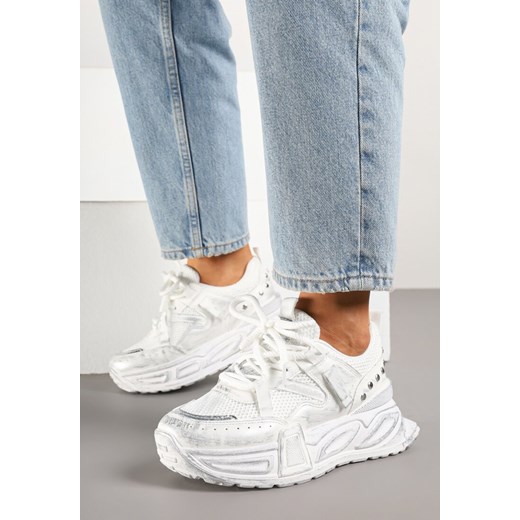 Buty sportowe damskie białe Born2be sneakersy sznurowane