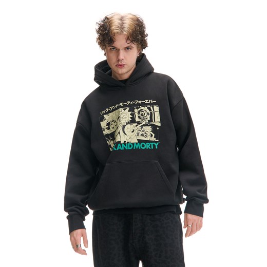 Cropp - Czarna bluza z kapturem Rick and Morty - czarny ze sklepu Cropp w kategorii Bluzy męskie - zdjęcie 178447872