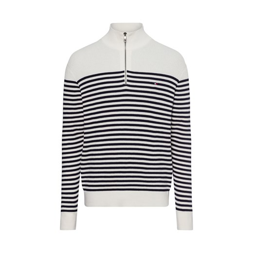 Tommy Hilfiger Męski sweter Mężczyźni Bawełna écru w paski ze sklepu vangraaf w kategorii Swetry męskie - zdjęcie 178449201